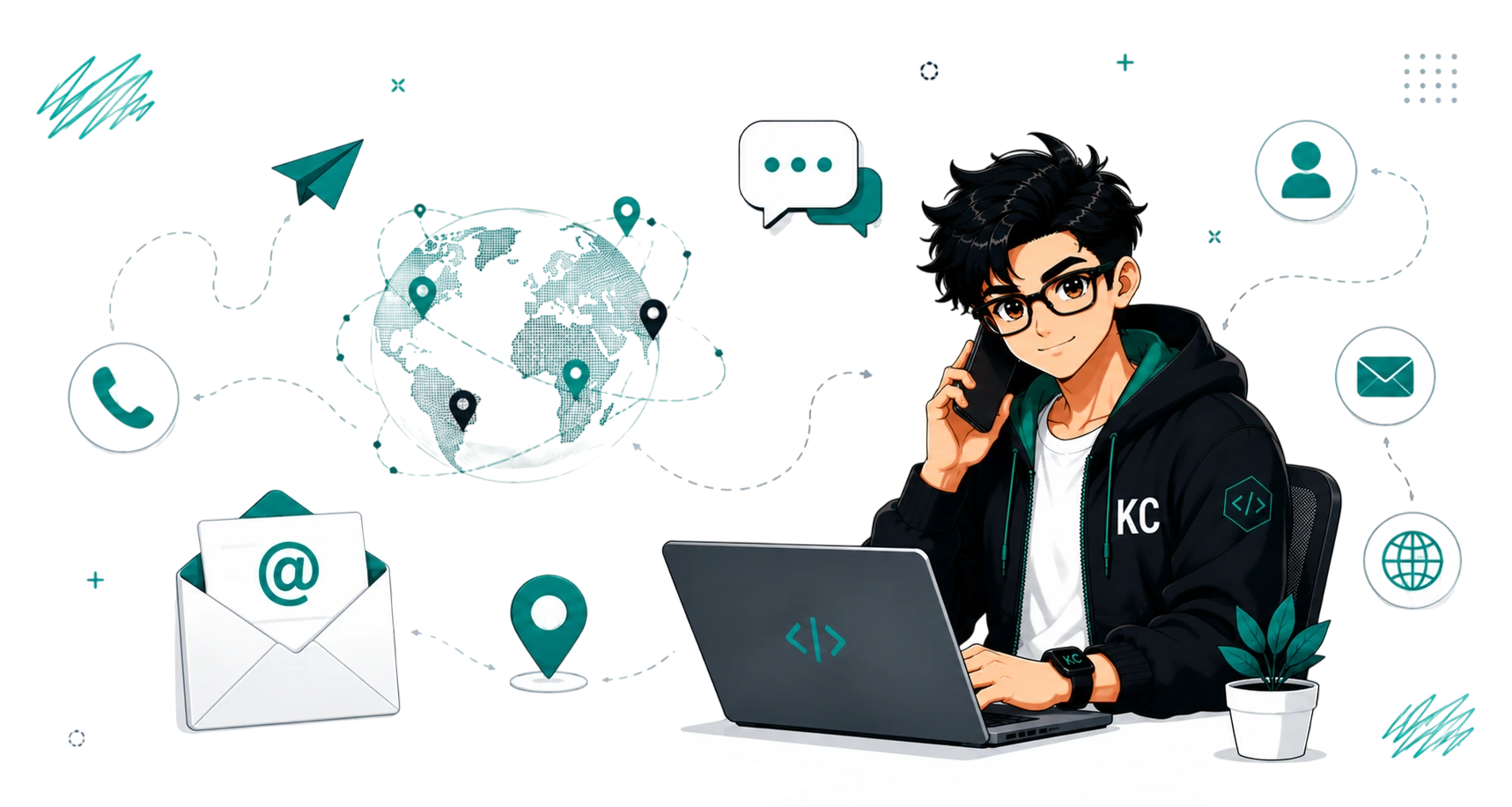 Software development contact and inquiry hero background