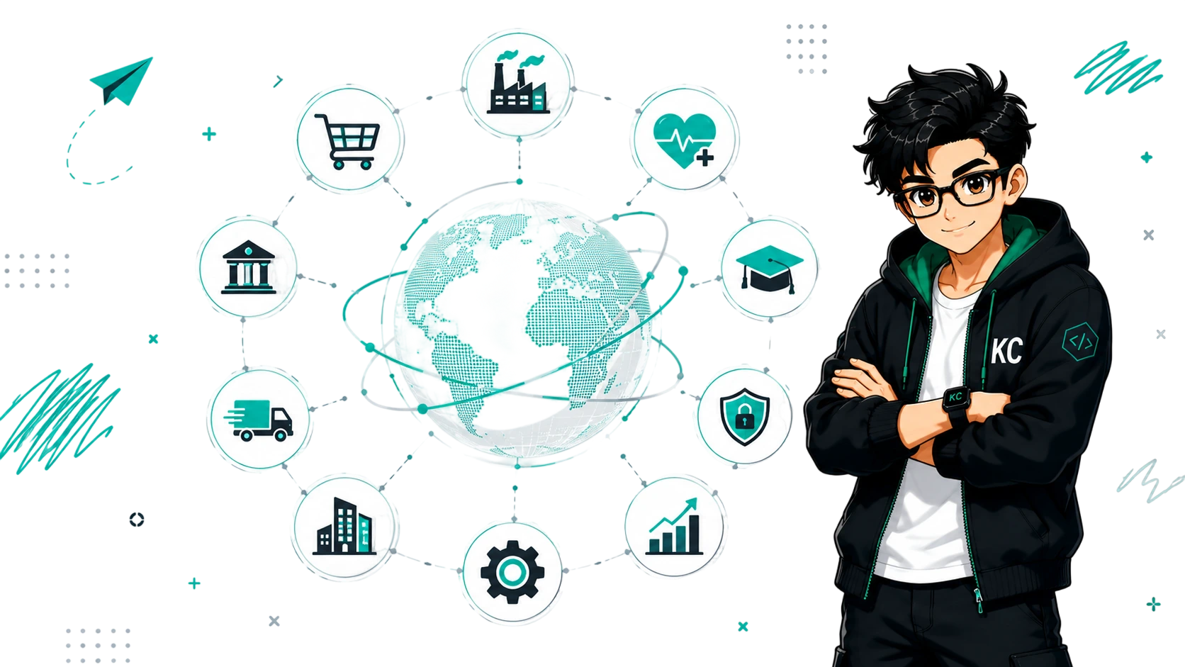 Software development for industries hero background with sector-focused solutions