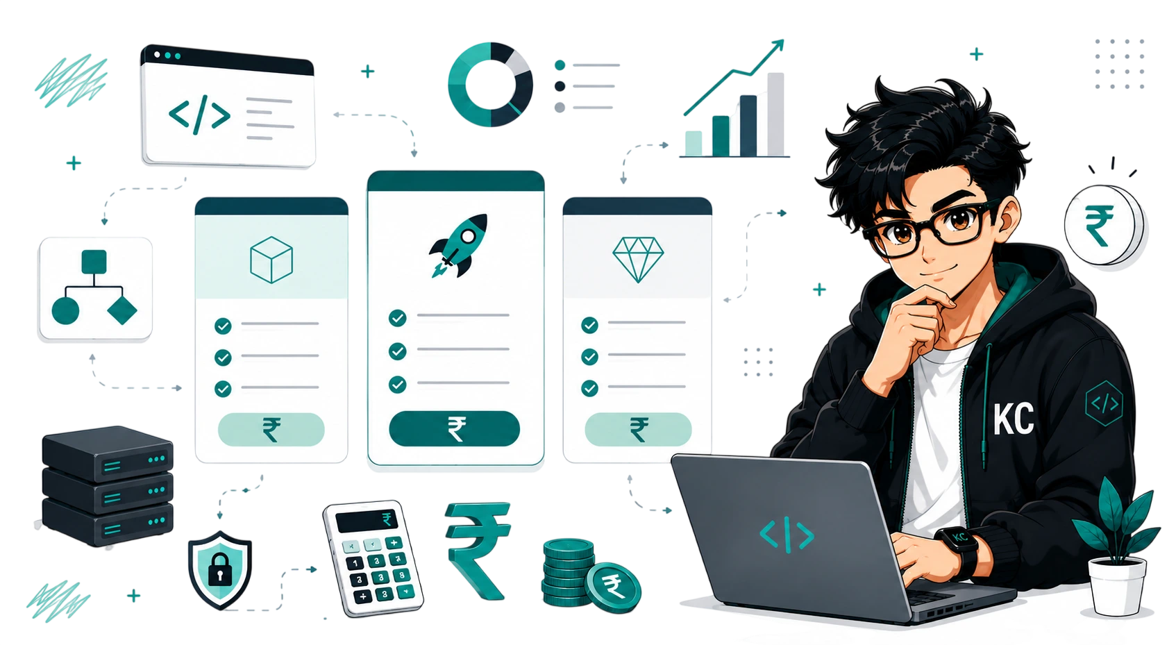 Software development pricing and engagement models hero background