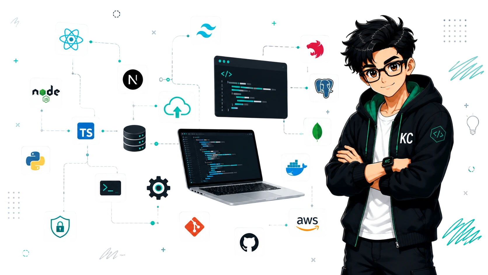 Software development technologies and stack hero background